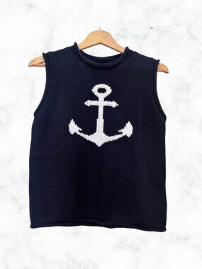 NWT | Free Assembly Nautical Anchor Sleeveless Sweater Navy Blue S